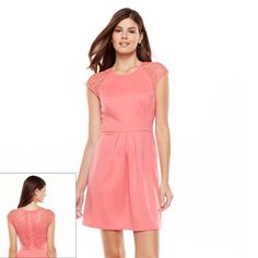 Lauren Conrad Kohls Lace Raglan Ponte Sheath Dress In Sunkist Coral, Size 8, Brand New With Tags! Adorable Little Dress- Perfect For So Many Occasions In A Bright & Beautiful Color To Flatter Any Skin Tone. Only Selling Because It Will No Longer Fit Me. -Back Lining -36-In. Approximate Length From Shoulder To Hem; Approx. 17" Bust & Approx. 15.5" @ Waist Seam -Sheath Styling -Back Zipper W/ Hook & Eye Closure -Polyester/Rayon/Spandex -Machine Wash Feminine Stretch Sheath Dress, Feminine Stretch Dresses For Workwear, Lauren Conrad Kohls, Lauren Conrad Dress, Size 8 Dress, Little Dresses, Lc Lauren Conrad, Hook Eye, Lauren Conrad