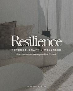 the cover of resilince, featuring a couch and coffee table with pillows on it