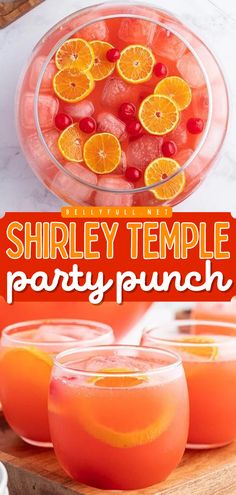 Your summer drink ideas won't be complete without this non-alcoholic punch recipe for a crowd! Easy and delicious, this Shirley Temple Party Punch is always a hit. This 4th of July treat also comes with a Dirty Shirley version! Birthday Party Juice, Beverages For Party, Party Drink Recipes Nonalcoholic, Orange Punch Alcohol, Big Batch Non Alcoholic Drinks For Parties, Juice Ideas Party, Simple Party Punch Non Alcoholic, Large Batch Non Alcoholic Drinks, Groovy Punch Drink