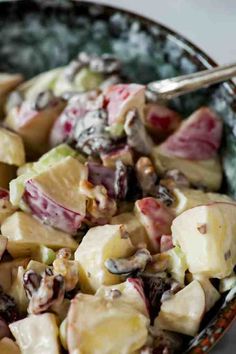 a close up of a salad in a bowl