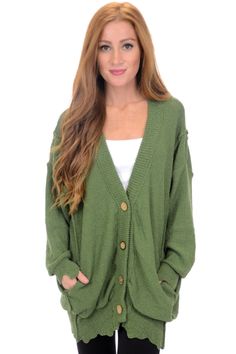 Emerson Boxy Cardigan, Green :: NEW ARRIVALS :: The Blue Door Boutique Fall Button-up Cardigan For Loungewear, Oversized Soft Knit Button-up Cardigan, Fall Loungewear Cardigan With Buttons, Buttoned Cardigan For Fall Loungewear, Trendy Button-up Cardigan For Layering, Soft Knit Button-up Cardigan For Fall, Oversized Button-up Cardigan, Cozy Button-up Cardigan For Loungewear, Oversized Button-up Cardigan For Layering