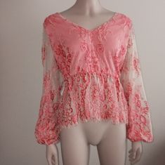 Willow And Root Long Sleeve Pink Blouse Size Small Long Sleeve With Statement Sleeves Floral Lace Print Contact Me If You Have Any Questions New Without Tags Never Worn Orange Lace Top, Baby Pink Blouse, Long Sleeve Ruffle Top, Sheer Long Sleeve Top, Batwing Sleeve Blouse, Pink Long Sleeve Blouse, Button Up Shirt Womens, Black Sheer Blouse, Multi Color Blouse