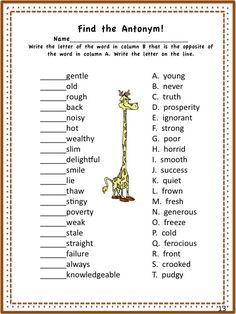 a printable worksheet with words and pictures for children