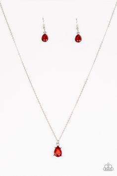 Classy Classicist - Red Dainty Necklace, Paparazzi Accessories, Bling by JessieK Prom Jewelry, Gem Necklace, Red Necklace, Red Jewelry, Solitaire Necklaces, Classy Jewelry, Paparazzi Accessories, Teardrop Necklace, Red Rhinestone