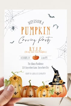 Pumpkin Carving Party, Halloween Party Invitation, Digital Party invite, DIY Editable Digital Electronic Evite, Corjl Template, BYOP Halloween Pumpkin Carving Party, Bring Your Own Pumpkin Party, Halloween Invitation Ideas, Pumpkin Painting Party Invitations, Pumpkin Painting Invitations