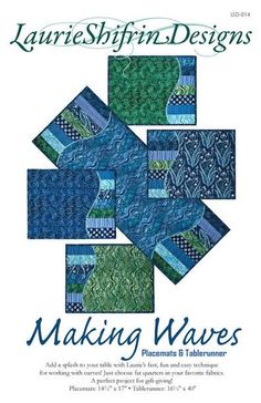 Making Waves Tablerunner & Placemats Blue Quilt Patterns, Quilted Placemat Patterns, Quilting Books, Place Mats Quilted, Placemats Patterns, Quilted Table Toppers, Table Runner And Placemats, Table Runner Pattern, Modern Quilt Patterns