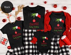 Introducing our Family Christmas Shirt and Grinch Matching Tee Collection! Complete your holiday look with our cozy Grinchy Christmas Matching Sweater, Grinchy Family Shirt, and Grinchy Matching PJs. Embrace the festive spirit and create lasting memories with our charming, coordinated apparel for the whole family. NOTE: Pajama pants not included, only sell Shirt/Sweatshirt/Bodysuit in this listing *Each item needs to be added to the cart separately but can be purchased in the same order* 👉 Unis Couple Pajamas Christmas, Matching Family Pjs, Pjs Matching, Christmas Pjs Family, Xmas Pjs, Family Pjs, Couple Pajamas, Funny Couple, Personalized Pajamas