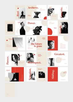 an image of a series of brochures with red and white designs