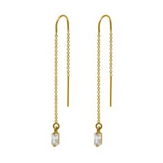 Sold in pairs.Dimensions1.5''Materials14k gold filled and cubic zirconia in 14k vermeil. *Hypoallergenic*Nickel free Earring Double Piercing, Double Piercing Earring, Multiple Piercings Earrings, Double Earring, Earrings Multiple, Threader Earrings Gold, Double Earrings, Double Piercing, Earrings Double