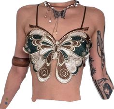 Embroidery Butterfly, Backless Crop Top, Butterfly Effect, Halter Tops, Corsets, Sizing Chart, Halter Top, Red Green, Green And Grey