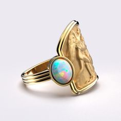 Indulge in luxury with the Love And Psyche Gold Ring. Crafted in ancient style from 14k or 18k solid gold, this Italian-made ring features two natural welo opals that add a touch of elegance and sophistication. Perfect for those with refined taste. 18mm wide on the top, 4,2 mm wide on the bottom side 14k or 18k Gold 0.5 Ct Welo Opal - Dimensions (mm) 7 x 5 x 2,5mm 0.5 Ct Smoked Welo Opal - Dimensions (mm) 7 x 5 x 2,5mm Italian Ring, Neutral Jewelry, Love And, Jeweled Earrings, Italian Jewelry, Ring Pendant Necklace, Welo Opal, Engagement Ring Wedding Band, Pendant Bracelet