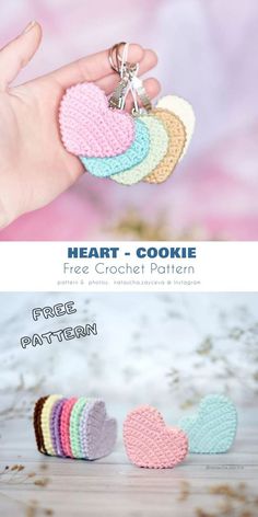 Heart Cookie Mothers Day Crochet Patterns Free, Vinyl On Crochet, Mothers Day Crochet Patterns, Valentine Day Crochet Patterns, Crochet Mothers Day Gifts Free Pattern, Crochet Heart Keychain Pattern Free, Crochet Valentines Day Patterns Free, Crochet Keychains Patterns Free, Valentines Day Crochet Patterns Free