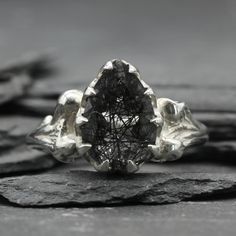 Gothic Bone Engagement Ring Birmingham Jewellery Quarter, Gothic Engagement Ring, Mysterious Beauty, Tourmalated Quartz, Bone Ring, Quartz Engagement Ring, Birmingham Uk, Silver Wedding Rings, Silver Engagement Rings