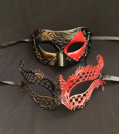 Black Masquerade Mask For Halloween Gift, Black Halloween Masks As Gifts, Black Masks For Halloween Gift, Red Eye Mask For Masquerade, Red Eye Mask As Gift, Red Eye Mask As A Gift, Red Eye Mask For Gift, Red Venetian Eye Mask, Venetian Red Mask For Masquerade