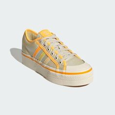 Adidas Women's Yellow Orange Nizza Platform Fashion Sneakers Size 6.5 Us Gx4607 Adidas Platform Sneakers, Adidas Nizza Platform, Adidas Sleek, Adidas Nizza, Adidas Slip, Magic Clothes, Adidas Continental 80, Adidas Originals Shoes, Adidas Shoes Originals