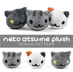 Free Pattern Friday! Neko Atsume Plush Sewing Plushies Free Pattern, Kawaii Sewing Pattern, Plushie Sewing Patterns, Sewing Plushies, Kawaii Sewing, Unique Sewing Patterns, Diy Plush Toys, Neko Atsume, Summer Sewing