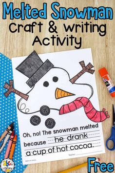 a snowman craft and writing activity for kids