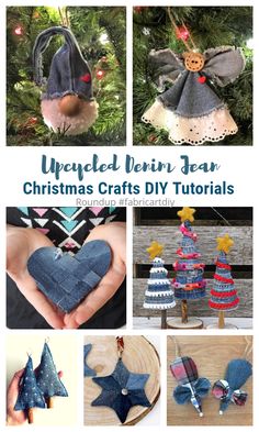 an image of christmas crafts made with denim