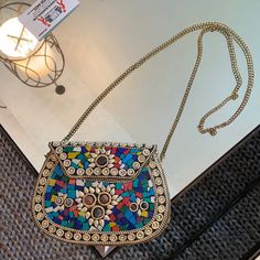 Multicolored Mosaic Bag For Daytime Or Evening Wear Multicolor Shoulder Bag Clutch For Travel, Chic Multicolor Bags For Gifts, Multicolor Crossbody Clutch For Daily Use, Christian Dior Bag, Foldover Crossbody Bag, Multi Colored Bag, Novelty Purses, Prada Purses, Bling Bags