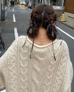 Cute Hair Styles For Work, Work Hair, Pigtail Braids, Ribbon Hairstyle, Hair Dye