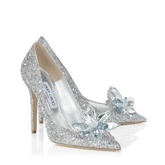 Crystal Covered Pointy Toe Pump | Ari | Pre Fall 17 | JIMMY CHOO Cinderella Movie, Hak Tinggi, Designer Wedding Shoes, Dr Shoes, Wedding Pumps, Silver High Heels, Cinderella Shoes, Jimmy Choo Heels, Rhinestone Shoes