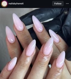 Milky Pink Almond Nails, New Year Nails Ideas, Pink Almond Nails, New Year Nails, Milky Pink, Milky Nails, Almond Acrylic Nails, Soft Nails