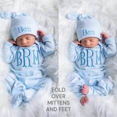 Personalized baby boy coming home outfits are super trendy and make great baby shower gift or addition to your little one's wardrobe. This outfit looks great in light blue romper and blue thread. Thread color may be changed upon request. Please email us with any questions about color change requests. Features of this outfit include: Cozy comfy Romper and optional matching hat. Romper is machine embroidered and will last a lifetime. It will not fade, crack or peel. PLEASE NOTE: PURCHASE INCLUDES Light Blue Romper, Comfy Romper, Newborn Baby Boy Outfit, Outfit Looks, Newborn Onesies, Personalized Baby Boy, Newborn Baby Boy, Boy Onesie, Newborn Hat