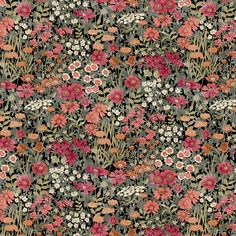 an image of a floral pattern with many different colors and sizes on the fabric,