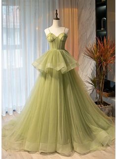 Gown Green, Formal Dresses Graduation, Long Party Dress, Green Tulle, Graduation Dresses, Custom Size Dresses, فستان سهرة, Formal Gown, Party Dress Long