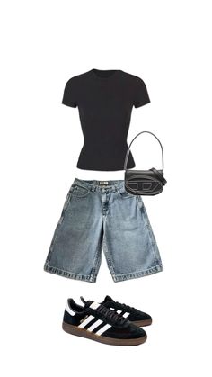 Summer School Outfits Aesthetic, Cute Swag Outfits Summer, Summer Outfit Inspo 2024, Spring Fits For School, Summer Outfits Streetwear, Jort Outfits, Basic Outfits Summer, Outfit Ete, Sunny Day Outfit