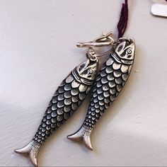 Fun Lightweight Fish Earrings, Made Of Resin With A Pewter Wash, Sterling Silver Finding. Eclectic Outfits, Earring Inspo, Fish Earrings, Jewelry Lookbook, Bead Charms, Lookbook, Jewelry Earrings, Women Jewelry, Fish