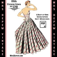 a vintage sewing pattern for a evening gown from the 1950's or 50's