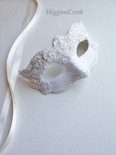 White Masquerade Mask Bridal Masquerade Mask Wedding | Etsy Elegant White Masquerade Mask For Weddings, White Eye Mask For Wedding, White Wedding Eye Mask, Elegant White Wedding Masquerade Mask, Maskerade Mask, Masquerade Ball Costume, Wedding Masquerade, White Masquerade Mask, Masquerade Mask Diy