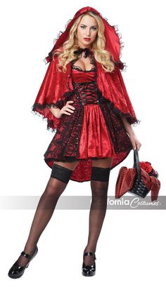 Adult Deluxe Red Riding Hood Costume - JJ's Party House Inexpensive Halloween Costumes, Red Riding Hood Cosplay, Stylish Halloween Costumes, Riding Hood Costume, Costum Elegant, Red Riding Hood Costume, California Costumes, Plus Size Halloween Costume, Halloween Gothic