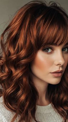 fall hair colors dark coppers Cooper Hair Color, Dark Copper Hair, Cooper Hair, Bridal Waves, Cowboy Copper, Chestnut Hair