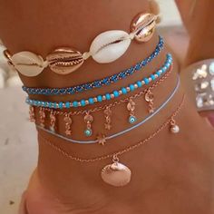 where can I get this Sea Beads, Bracelet Sets, Anklets Boho, Bohemian Accessories, Snake Jewelry, Star Chain, Beaded Rope, Beaded Anklets, Blue Evil Eye