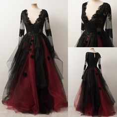 Burgundy Wedding Dress Long Sleeve, Burgundy Wedding Dress With Sleeves, Mare Barrow Dress, Burgandy Black Wedding Dress, Gothic Wedding Dresses, Halloween Wedding Dresses, Burgundy Wedding Dress, Black Red Wedding, Wedding Dresses Long Sleeve