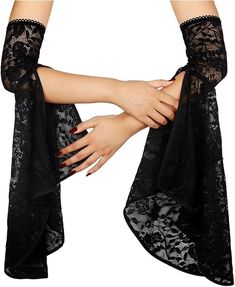 Amazon.com: L'VOW Women's Gothic One Pair Black Grim Arm Detachable Sleeves Costume Long Lace Cuff Halloween Witch Accessory : Clothing, Shoes & Jewelry Creepy Accessories, Arm Sleeves For Women, Black Arm Sleeve, Witch Clothing, Gothic Halloween Costumes, Pretend Play Costumes, Witch Accessories, Long Lace Sleeves, Gothic Elegance