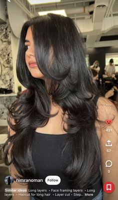 Black Hair Haircuts, Volume Haircut, Haircut Selfie, Photo Hijab, Haircuts For Long Hair With Layers, Jet Black Hair, Cute Hairstyle