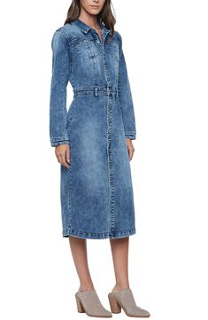 A faded wash and premium stretch denim bring an edgy touch to this long-sleeve shirtdress that can be worn endless ways. Spread collar Long sleeves with button cuffs Blue Dark Rain & Light Dark Rain are 95% cotton, 4% polyester, 1% spandex; Storm Grey is 74% cotton, 24% polyester, 2% spandex Machine wash, tumble dry Imported Dark Rain, Storm Grey, Blue Rain, Denim Shirt Dress, Shirtdress, Blue Dark, Denim Dress, Stretch Denim, Casual Dress