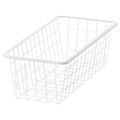 a white wire basket is shown against a white background, with the bottom section missing