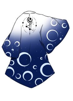 an image of a blue and white shirt with circles on it's collarline