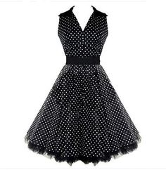 Black and White Polka Dot Retro Vneck Dress Monica Dress, Conservative Fashion, Fashion 50s, Net Dress, V Neck Prom Dresses, Rockabilly Dress, 50s Dresses, Polka Dress, Black Prom Dresses