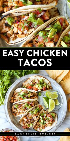 Looking for weeknight dinner ideas? You're just 30 minutes away from these chicken tacos! Loaded with bite-sized pieces of chicken thighs plus all the toppings, this easy meal is one of the best taco recipes!