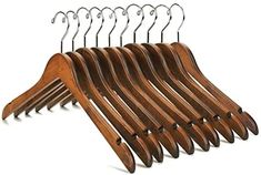 the wooden hangers are made from wood