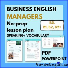 business english managers no prep lesson plan speaking / vocabilary powerpoint presentation