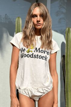 Peanuts Be More Woodstock Tee - Life Clothing Co Retro Crew Neck Top In Organic Cotton, Retro Organic Cotton Crew Neck Top, Vintage Organic Cotton Summer Tops, Vintage Screen Print Organic Cotton Tops, Vintage Organic Cotton Screen Print Tops, Vintage Organic Cotton Tops For Everyday, Spring Vintage Tops In Organic Cotton, Organic Cotton Loungewear Tops With Letter Print, Relaxed Fit Screen Print Top