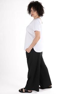 Boardroom ready and street style savvy, these wide leg pants have soft tailoring using fluid lines. With a comfort high-rise waistband and thoughtful stitching details, these pants are made for going places. Relaxed Fit Viscose Bottoms, Casual Wide Leg Pants With Minimal Stretch, Versatile Relaxed Fit Viscose Bottoms, Versatile Relaxed Fit Viscose Pants, Modern Relaxed Fit Wide Leg Pants With Elastic Waistband, Modern Ankle-length Wide Leg Pants With Relaxed Fit, Versatile Loose Fit Harem Pants For Work, Versatile Harem Pants For Workwear, Plus Size Wide Leg Pants