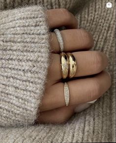 Mejuri Rings, Mixed Metal Ring, Jewelry Stacking, Mixed Metal Rings, Chunky Knits, Jewelry Accessories Ideas, Ring Stack, Stacked Jewelry