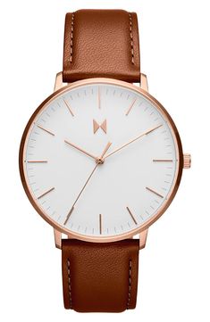 Legacy Slim Leather Strap Watch, 42mm | Nordstrom Brown Minimalist Watches For Business, Brown Minimalist Watch For Business, Minimalist Rose Gold Watch For Everyday, Minimalist Brown Business Watches, Modern Rose Gold Watch For Everyday Use, Modern Rose Gold Watch With Analog Display, Modern Rose Gold Watch Accessories For Everyday, Mvmt Watches, Classic Jewelry Pieces